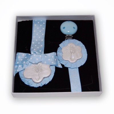 Pacifier pendant set crib and Blue